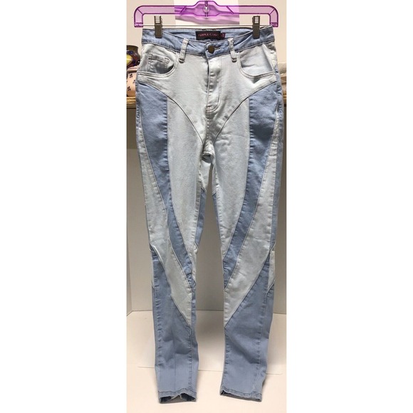 Purple Candy Denim - Purple Candy Womens Jeans Wave Color‎ Block Skinny Denim Pants Size Small